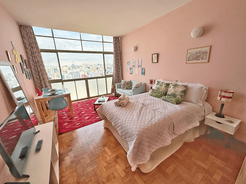 31° Andar: pôr do sol com AC + decor e conforto!